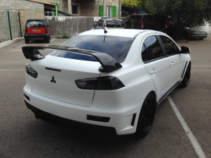 Lancer evo X covering blanc matte